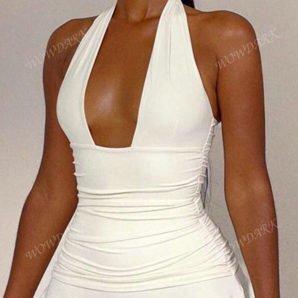Elegant White Halter Dress